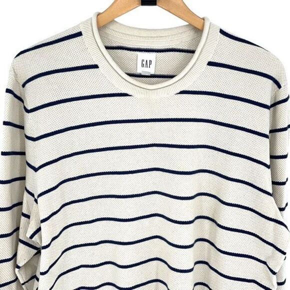 Gap Vintage Cotton Striped Knit Crewneck Sweater Mens Size Large - Picture 2 of 9
